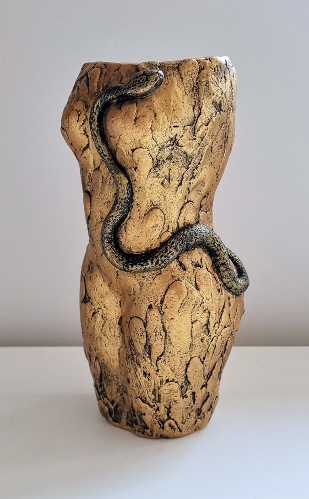 Gold and black snake woman naked torso art